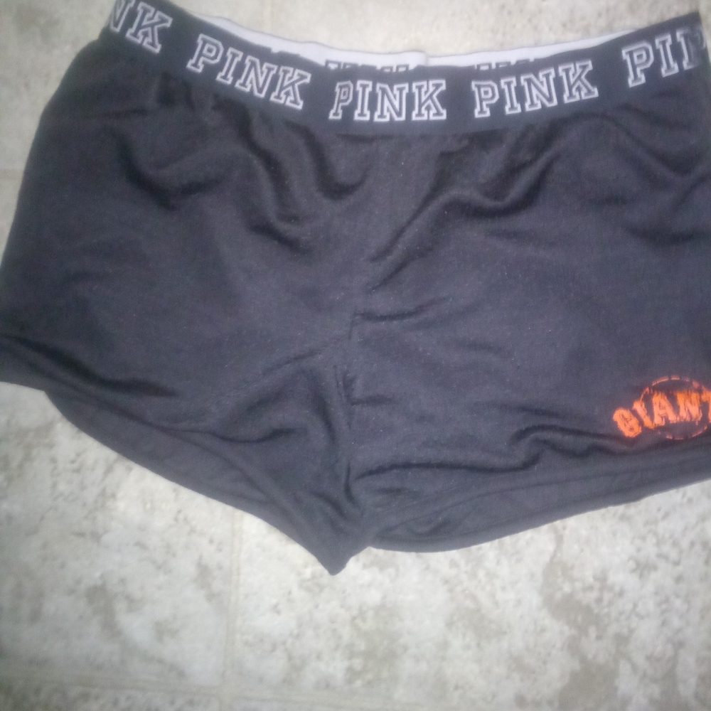 Pink brand women shorts size small gray with baseball team giants logo